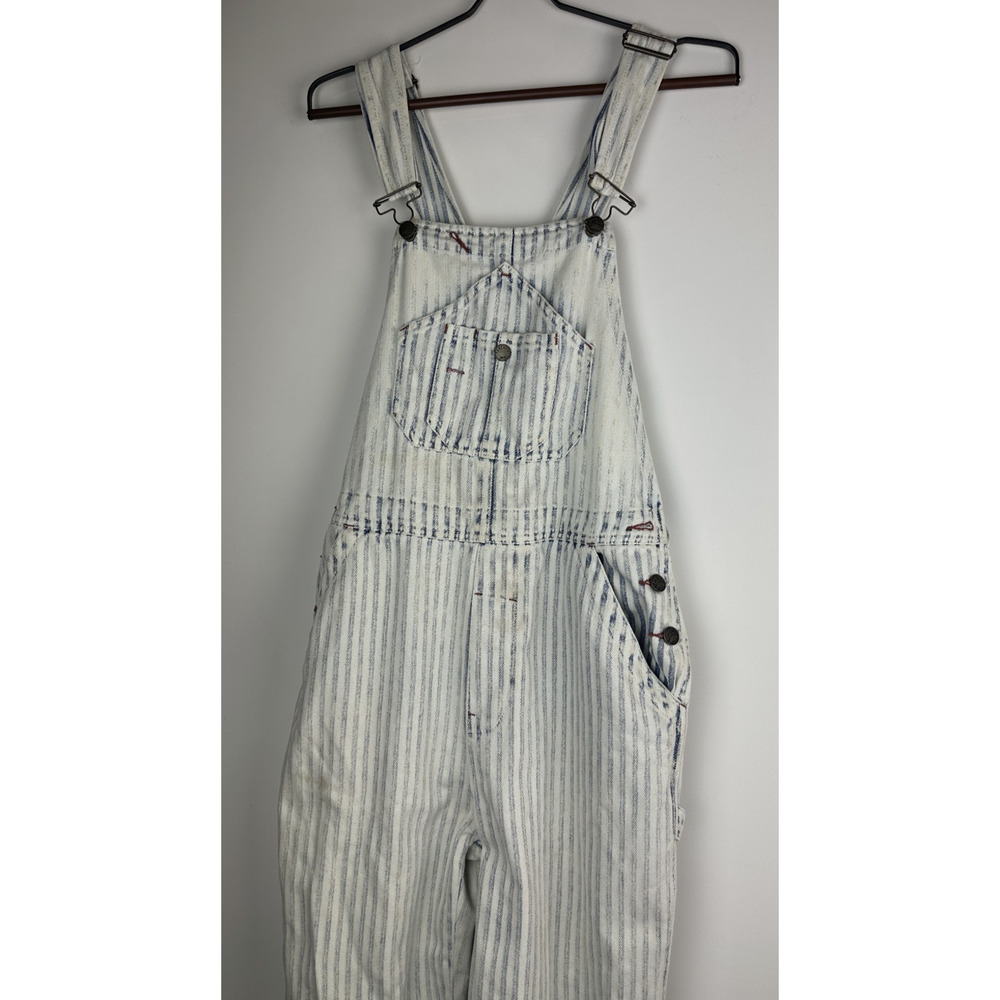 Faherty Topsail Bib Overall Railroad Stripe Blue White *Stained Distressed Small - Picture 5 of 16